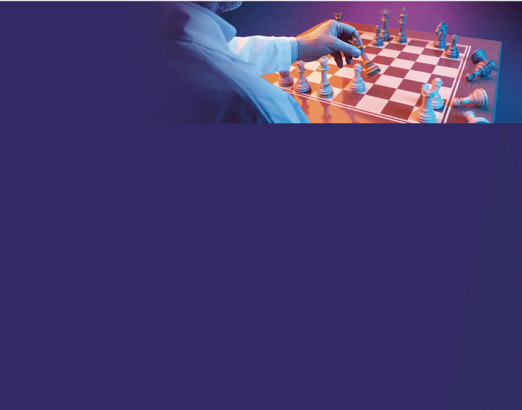 Person in white shirt reaching out to move a chess piece on chess board